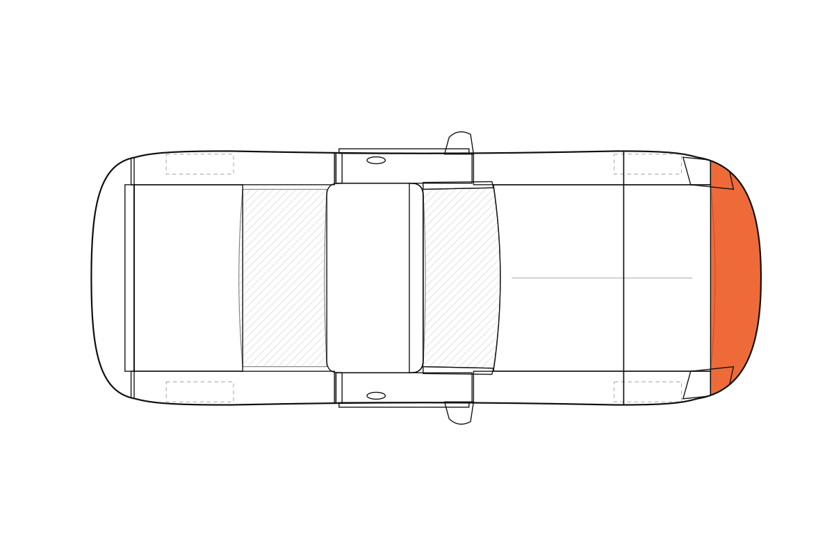 Front Bumper paint protection film coverage on a coupe / convertible, top view