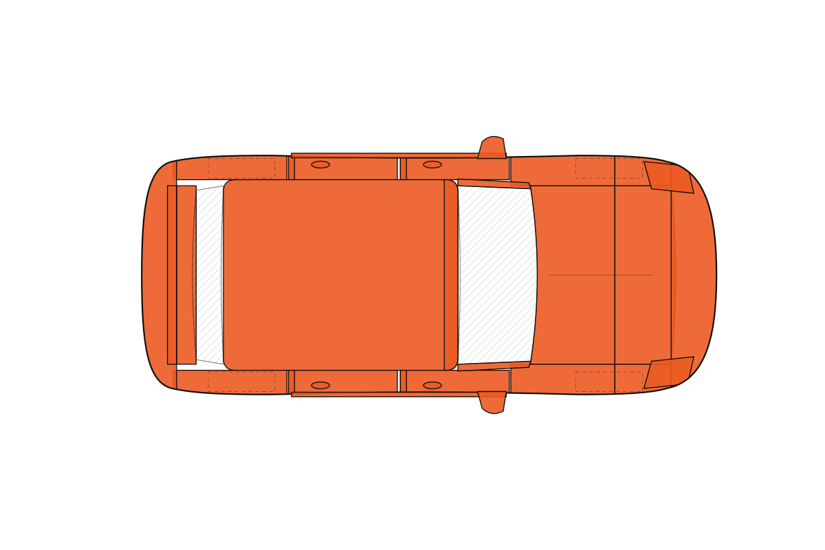 Full Body paint protection film coverage on a hatchback / wagon, top view