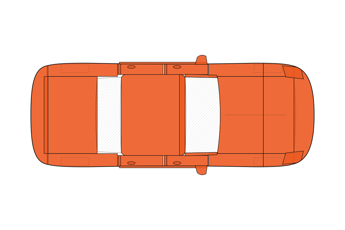 Full Body paint protection film coverage on a sedan, top view