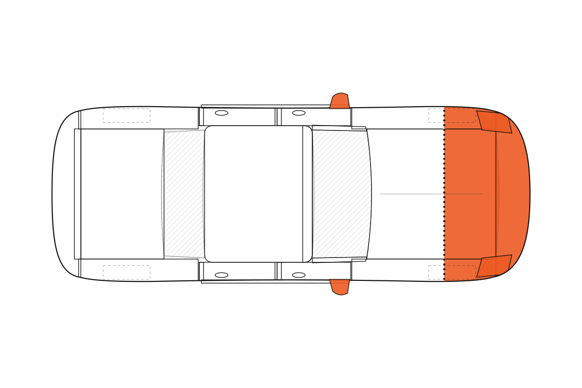 Partial Front paint protection film coverage on a sedan, top view