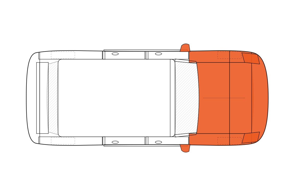 Full Front paint protection film coverage on a suv / crossover, top view