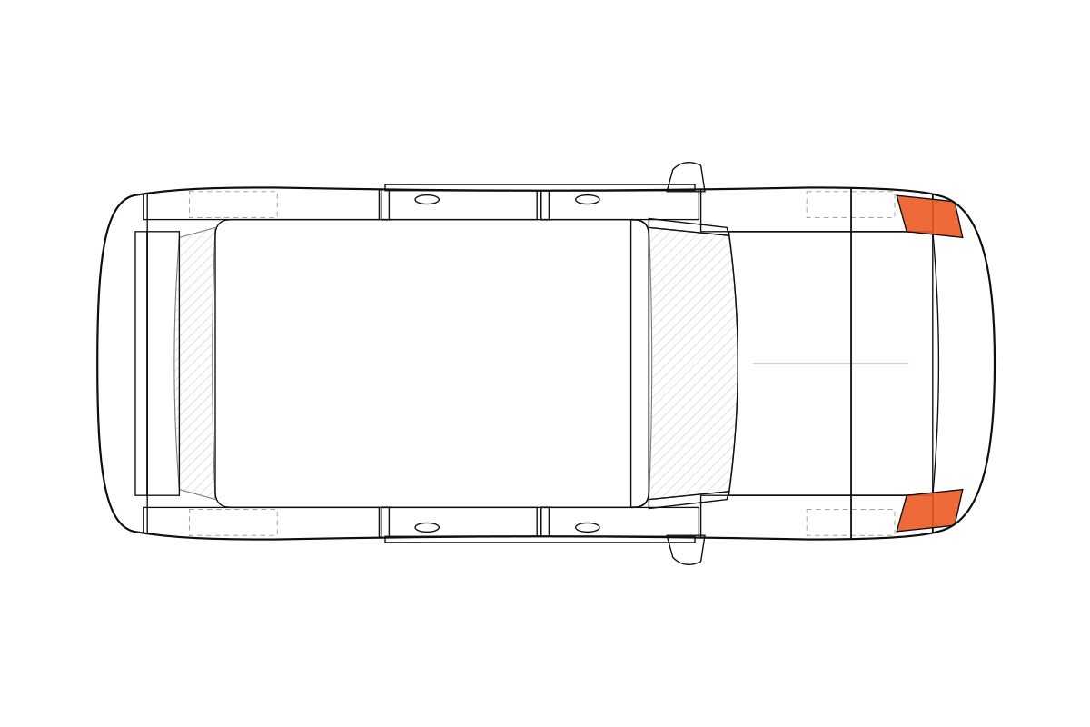 Headlights paint protection film coverage on a suv / crossover, top view