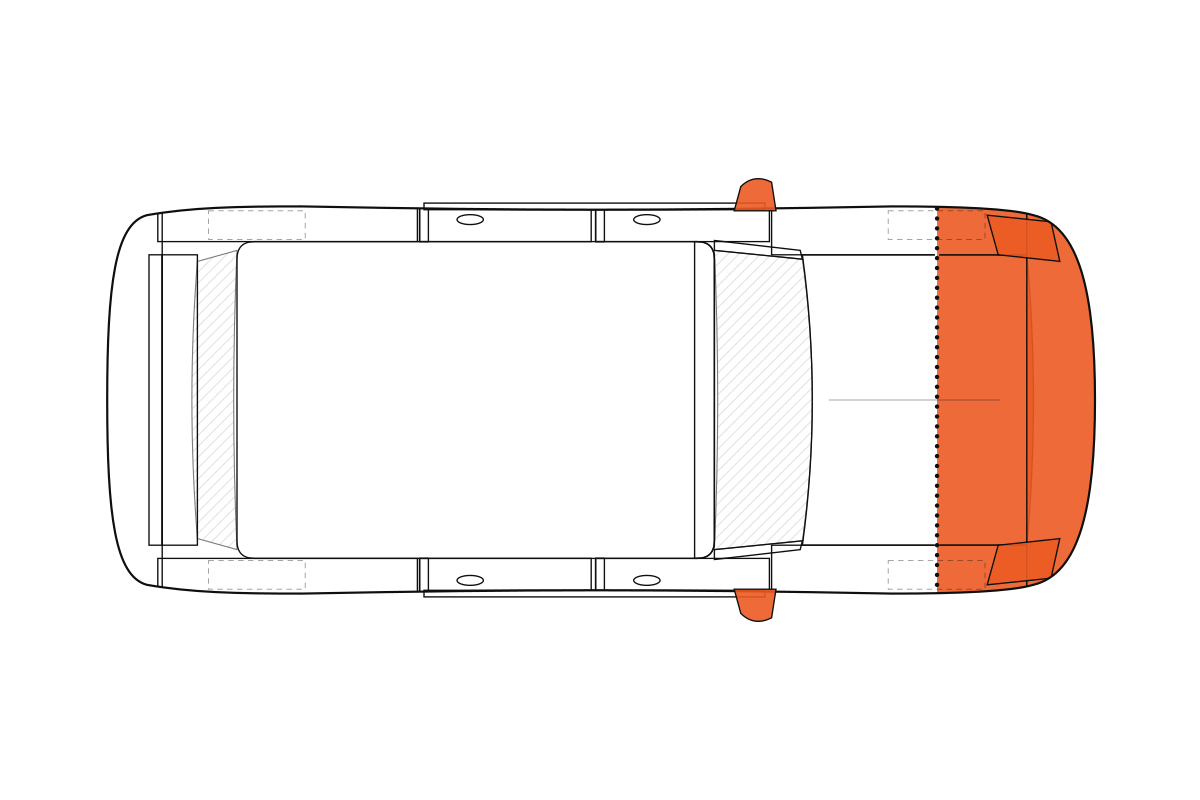 Partial Front paint protection film coverage on a suv / crossover, top view
