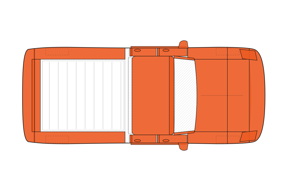 Full Body paint protection film coverage on a pickup truck, top view