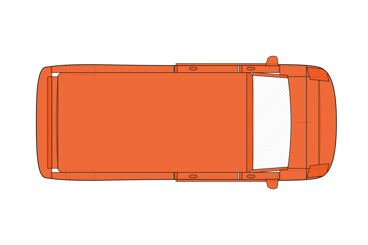 Full Body paint protection film coverage on a van, top view
