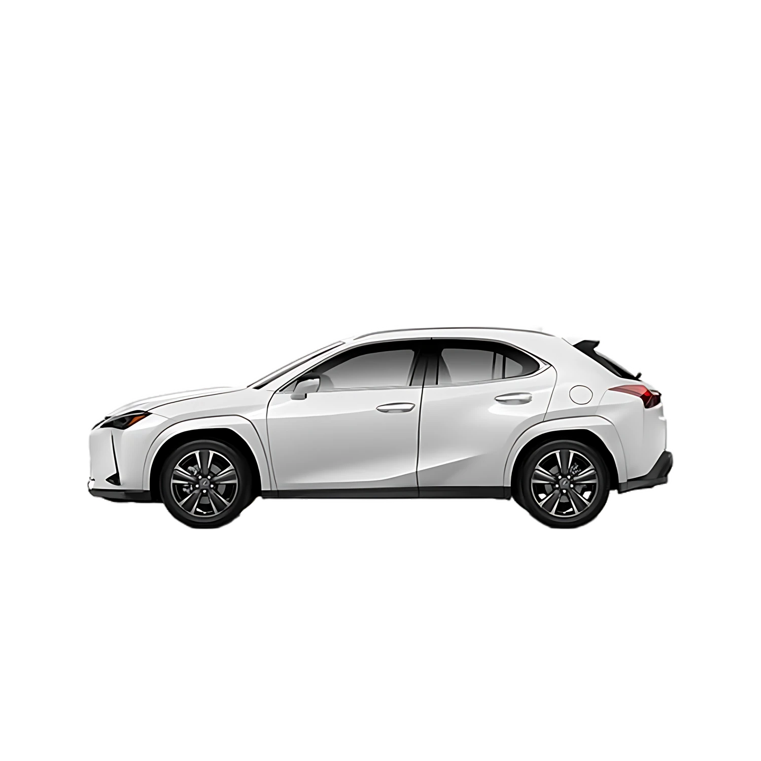 Lexus UX Hybrid with the Partial Front area marked
