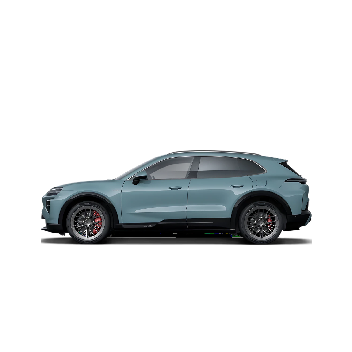 Porsche Cayenne Electric with the Partial Front area marked